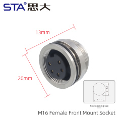 M16 Female Front Mount Socket (Solder Screw M18*0.75)