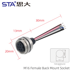 M16 Female Back Mount Socket (Solder Screw M18*0.75)