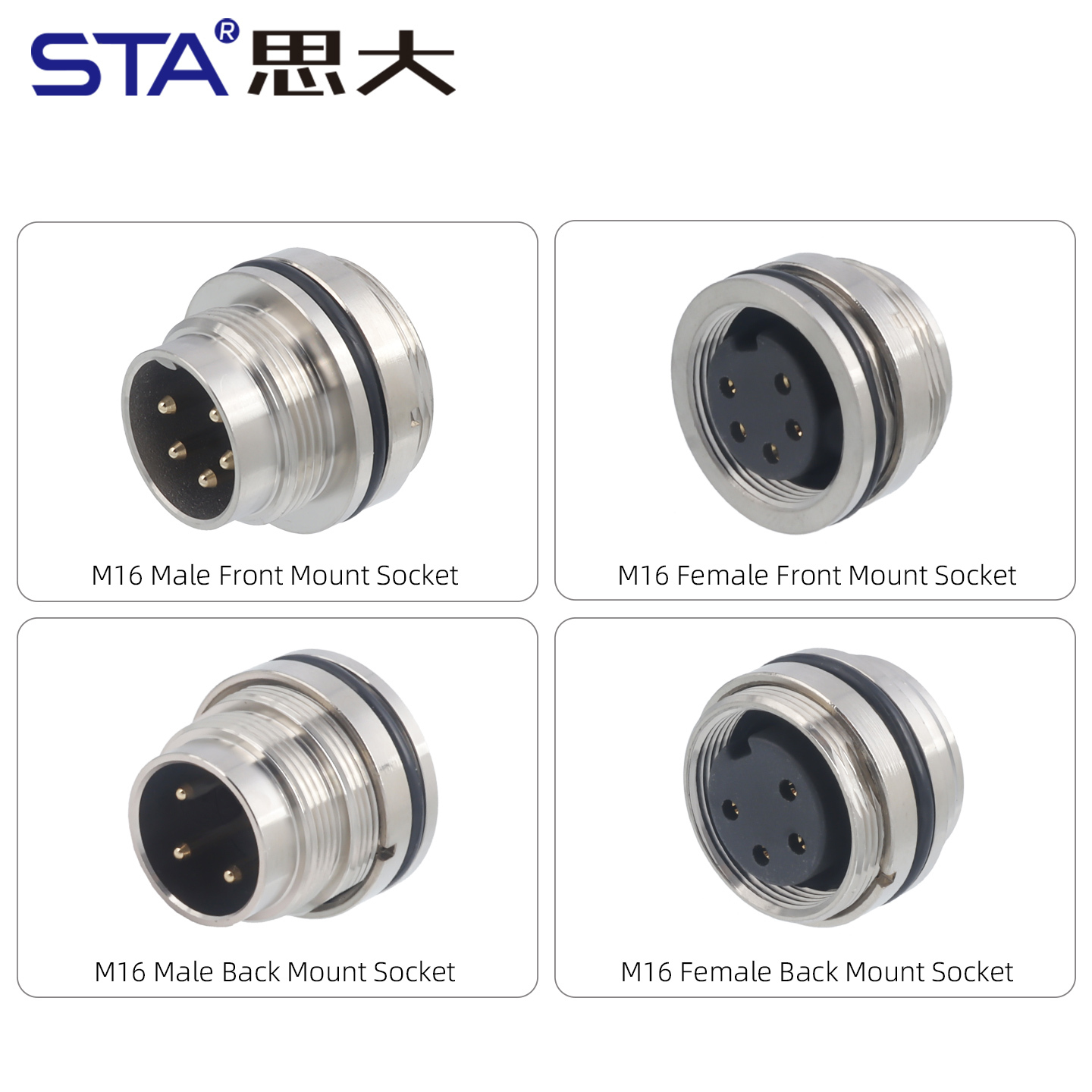 M16 Solder Socket Connector | IP67 Waterproof Panel Mount