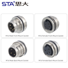 M16 Solder Socket Connector | IP67 Waterproof Panel Mount