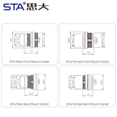 M16 Solder Socket Connector | IP67 Waterproof Panel Mount
