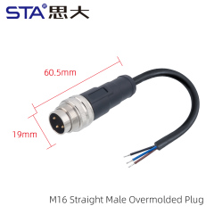 M16 Straight Male Overmolded Plug (Unshielded)