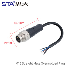 M16 Straight Male Overmolded Plug (Shielded)
