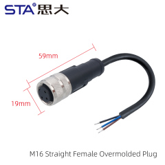 M16 Straight Female Overmolded Plug (Unshielded)