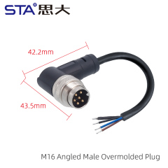 M16 Angled Male Overmolded Plug (Shielded)