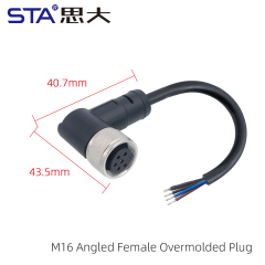 M16 Angled Female Overmolded Plug(Shielded)