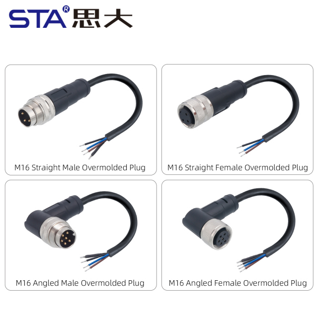 M16 Shielded Overmolded Connector | IP67 Straight & Angled