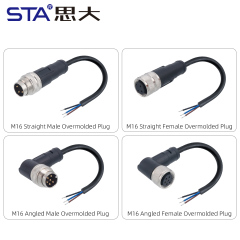 IP67 Waterproof M16 Unshielded Overmolded Plug Connector