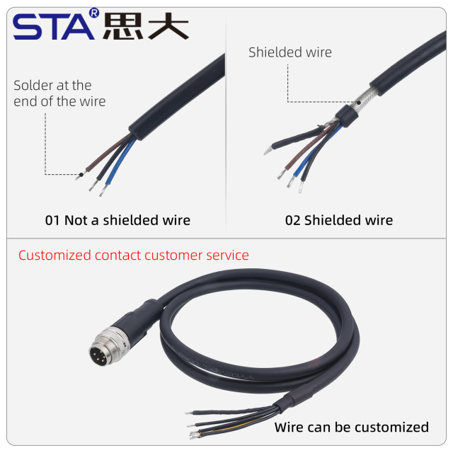 M16 Shielded Overmolded Connector | IP67 Straight & Angled