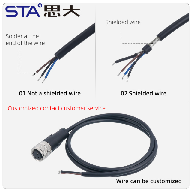 IP67 Waterproof M16 Unshielded Overmolded Plug Connector