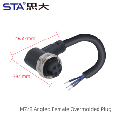 7/8 Angled Female Overmolded Plug