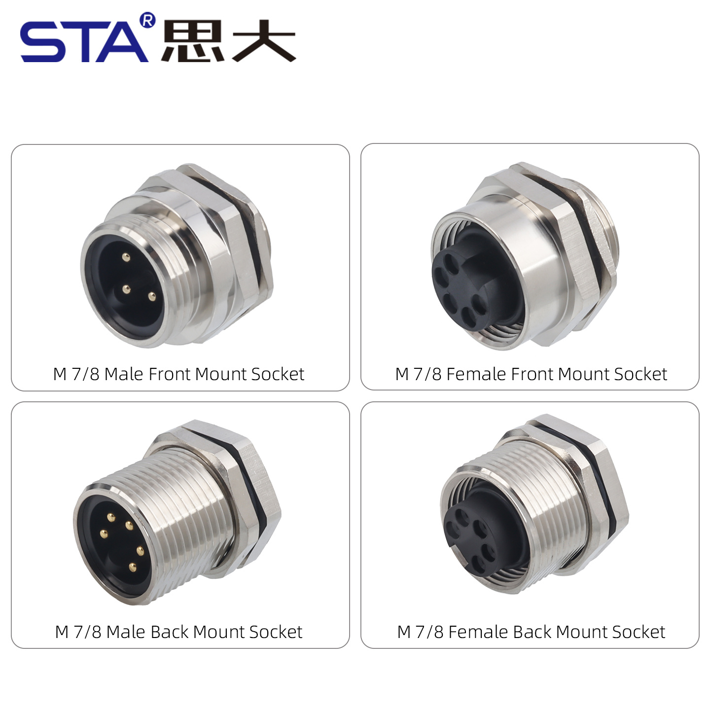 7/8 Socket Connector | IP67 Solder & PCB Type