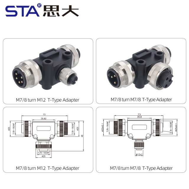 7/8 T-Type Adapter Connector | IP67 Waterproof