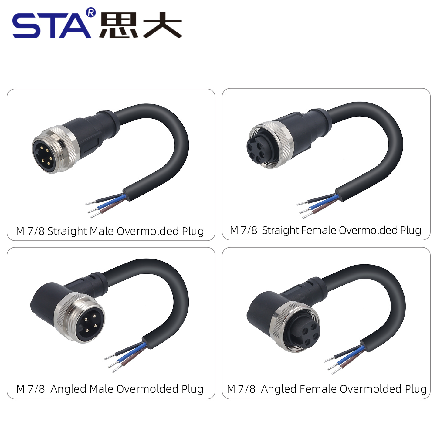 7/8 Overmolded Plug Straight & Angled Connectors