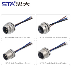 7/8" Connector: Front & Rear Mount Panel Socket with 30cm Cable