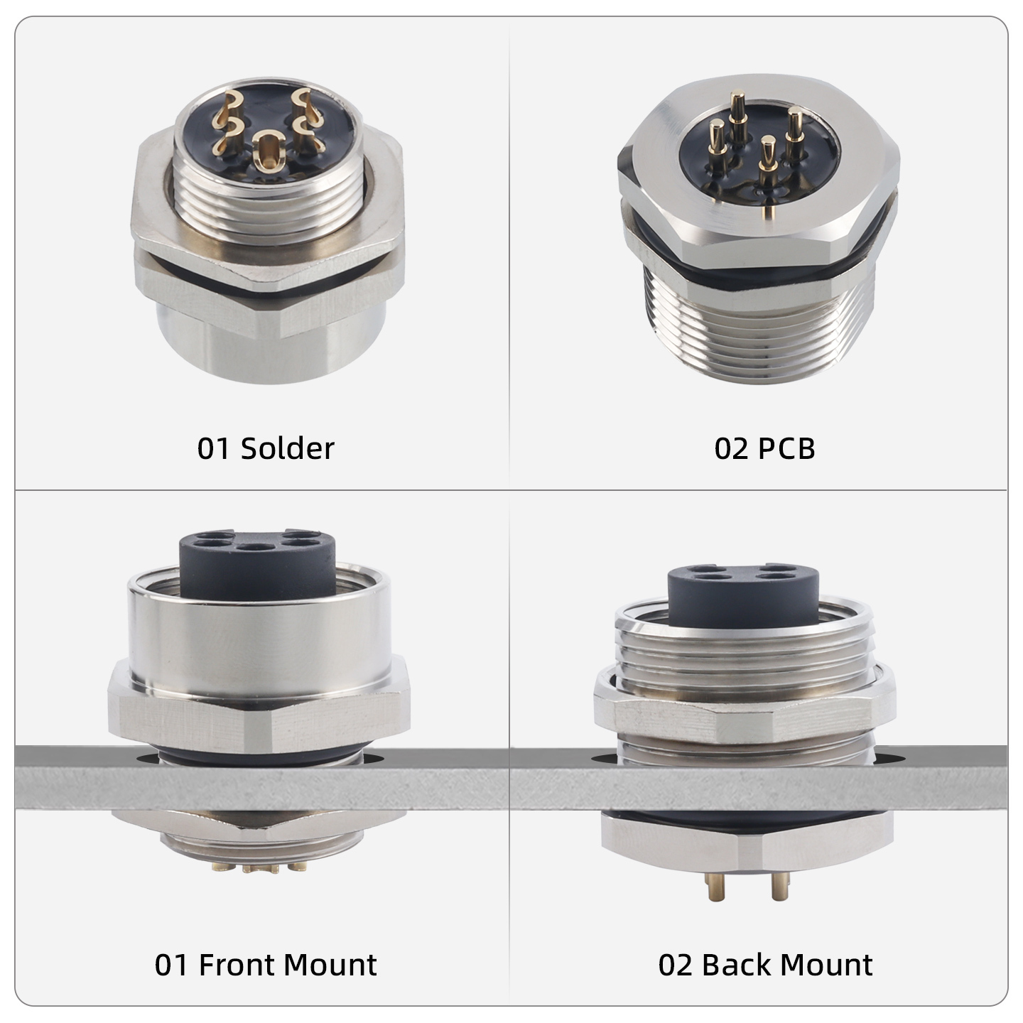 7/8" Connector: Front & Rear Mount Panel Socket with 30cm Cable