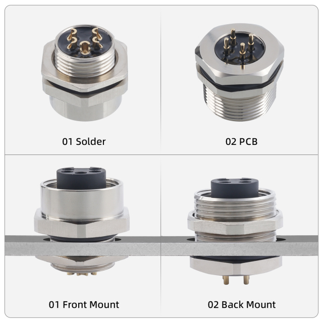 7/8" Connector: Front & Rear Mount Panel Socket with 30cm Cable