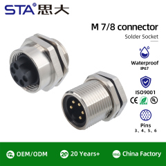 7/8 Socket Connector | IP67 Solder & PCB Type