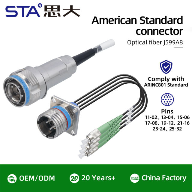 MIL-DTL-38999 J599A8: ARINC 801 High-Precision Fiber Optic Connector