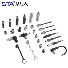 M8 Solder Straight / Angled Male / Female Plastic Assembled Plug Connector 3/4/5/6/8 Pins