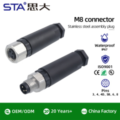 M8 316L Stainless Steel Connector: 3 4 Pin Assembled Aviation Plug