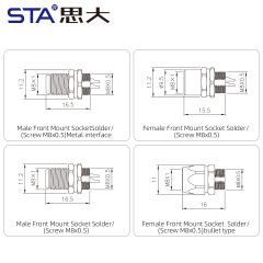IP67 Waterproof M8 Built-in Pouring Front/Back Mount Glue Plug Connector with 30cm Electronic Wire