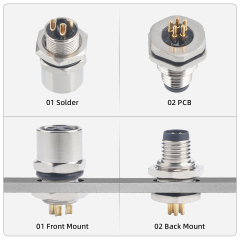 IP67 Waterproof M8 Built-in Pouring Front/Back Mount Glue Plug Connector with 30cm Electronic Wire