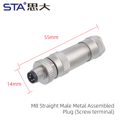 Straight Male Metal Assembled Plug (Screw terminal)