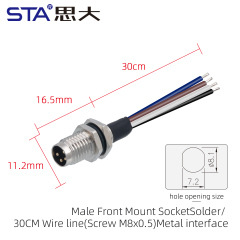 M8 Male Front Mount Socket (Rivet Press needle built-in filling tape line Screw M8x0.5 Metal interface)