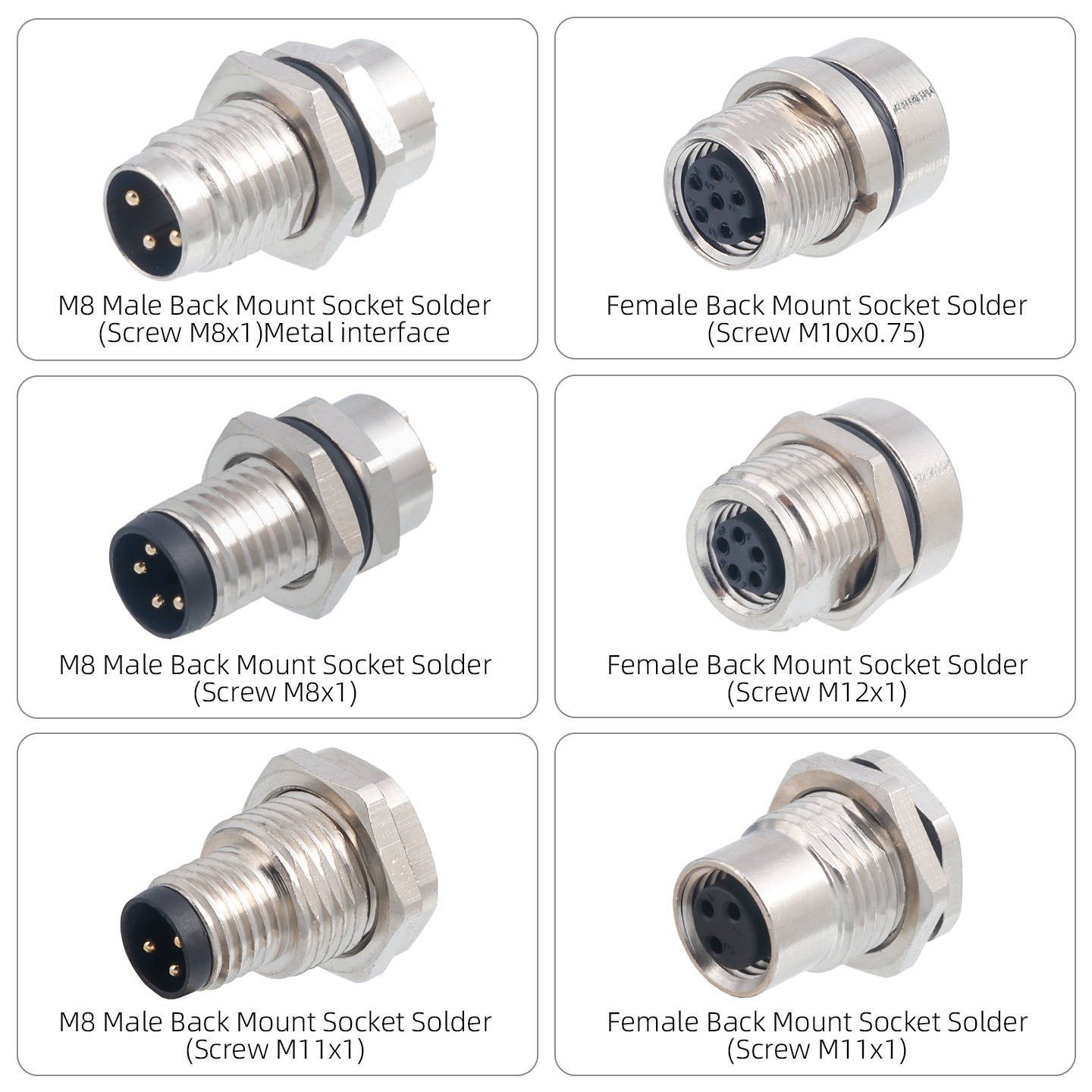 IP67 Waterproof M8 Built-in Pouring Front/Back Mount Glue Plug Connector with 30cm Electronic Wire
