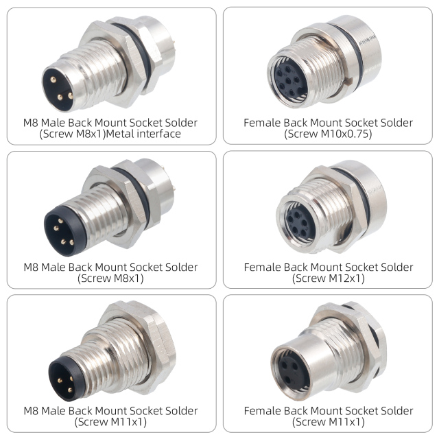 IP67 Waterproof M8 Built-in Pouring Front/Back Mount Glue Plug Connector with 30cm Electronic Wire