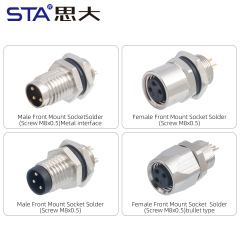 IP67 Waterproof M8 Built-in Pouring Front/Back Mount Glue Plug Connector with 30cm Electronic Wire