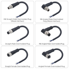 M8 Unshielded Straight Angled Male Female Overmolded Plug 3 4 5 6 8 pins