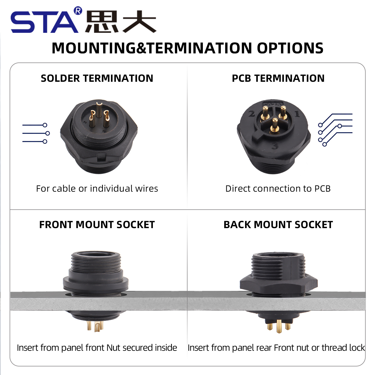 C13 13/16"UNS bayonet waterproof socket Connector IP67/IP68