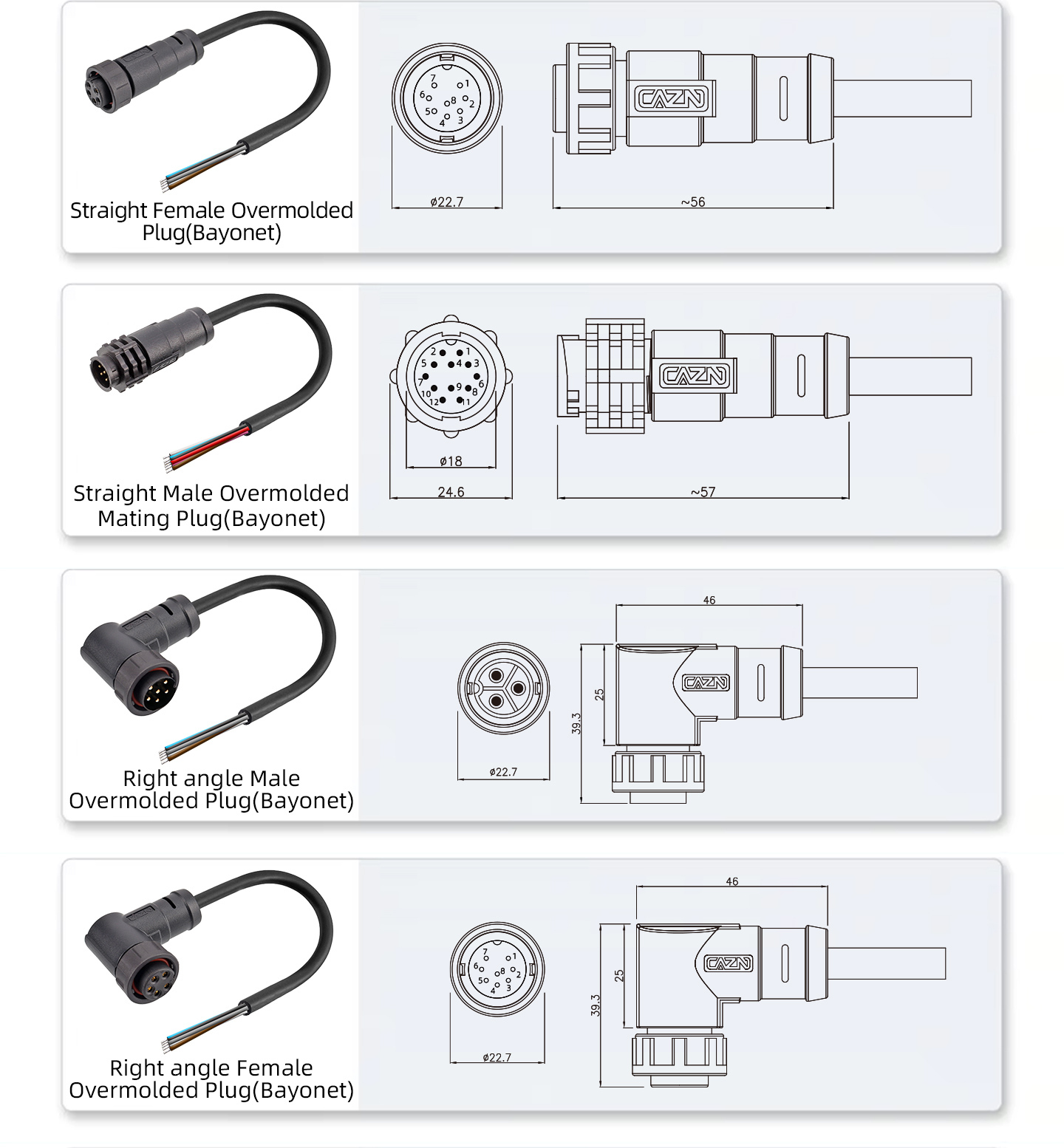 C13 13/16"-28UNS bayonet waterproof connector IP67/IP68