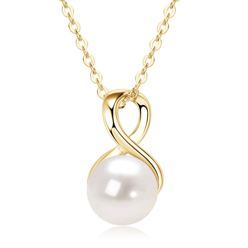 9-9.5 mm Round Shape Freshwater Pearl Pendant Necklace