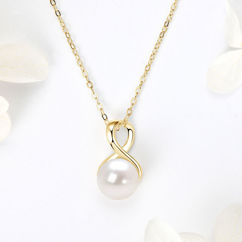 9-9.5 mm Round Shape Freshwater Pearl Pendant Necklace