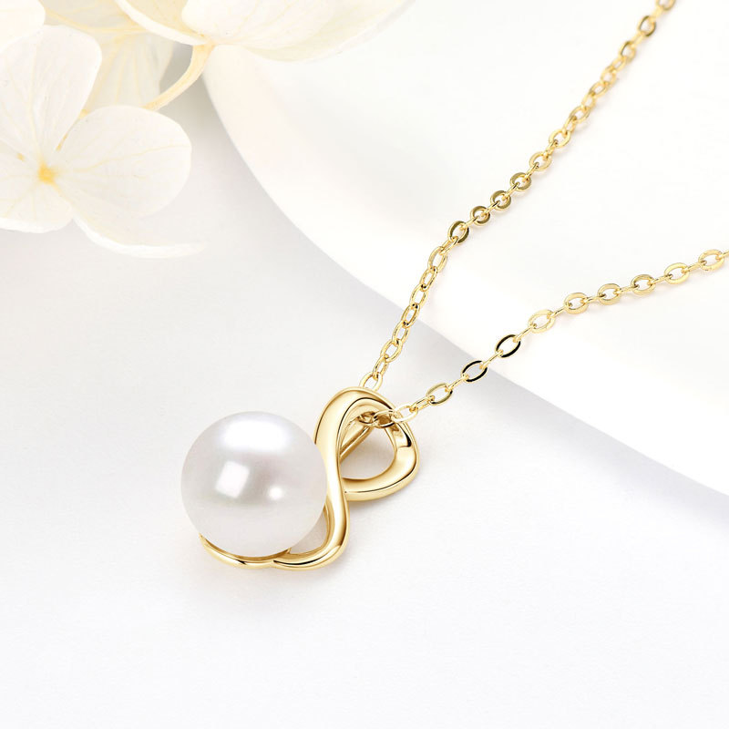 9-9.5 mm Round Shape Freshwater Pearl Pendant Necklace