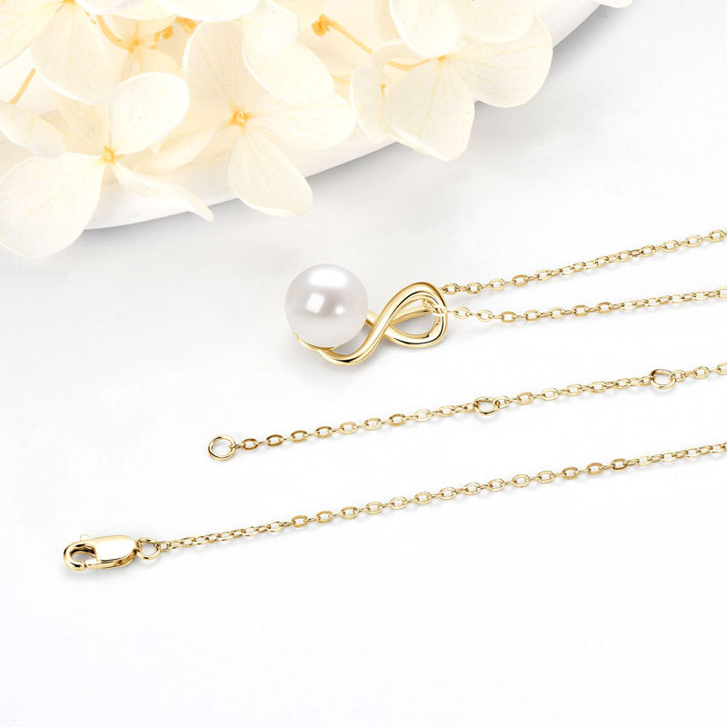 9-9.5 mm Round Shape Freshwater Pearl Pendant Necklace