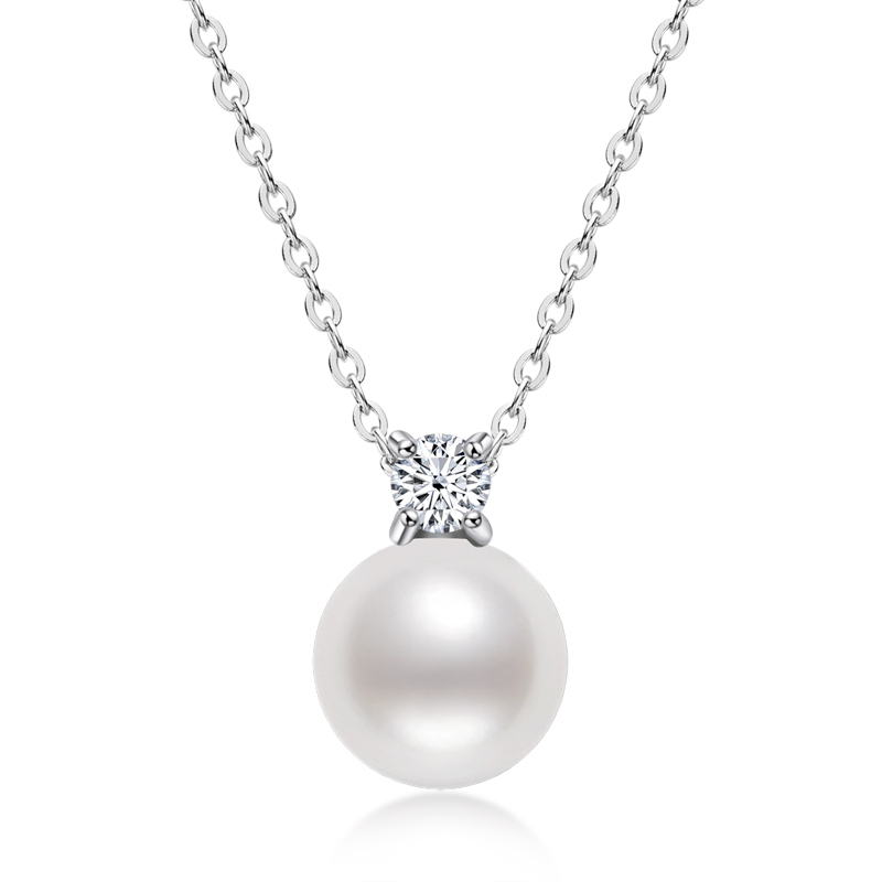 7.5-8 mm Freshwater Pearl with Fine Zircon Pendant Necklace