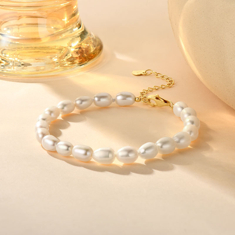 5-6mm X 6-8mm Natural Freshwater Spiral Beads Bracelet