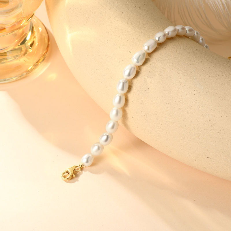 5-6mm X 6-8mm Natural Freshwater Spiral Beads Bracelet