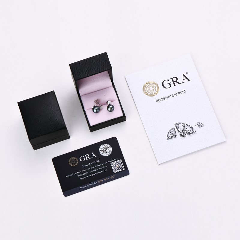 9-10 mm Natural Tahitian Black Pearl Classic Stud Earrings (with GRA Certification)