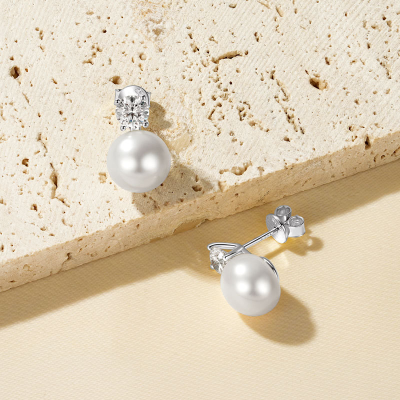 9-10 mm Natural Cultured Freshwater Pearl Stud Earrings