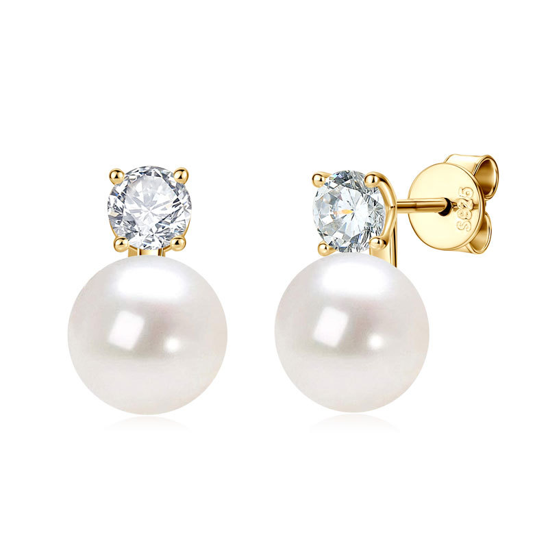 9-10 mm Natural Cultured Freshwater Pearl Stud Earrings