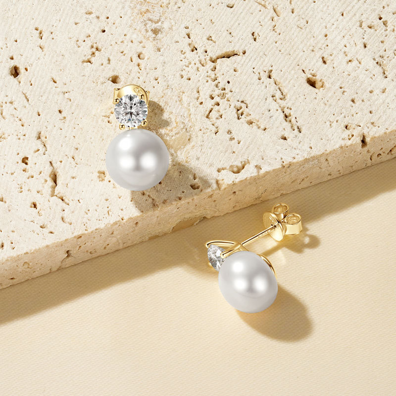 9-10 mm Natural Cultured Freshwater Pearl Stud Earrings