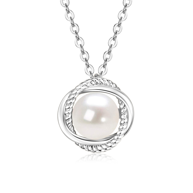 6.5-7 mm Natural Freshwater Pearl Infinity Pendant Necklace