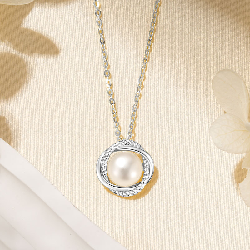 6.5-7 mm Natural Freshwater Pearl Infinity Pendant Necklace