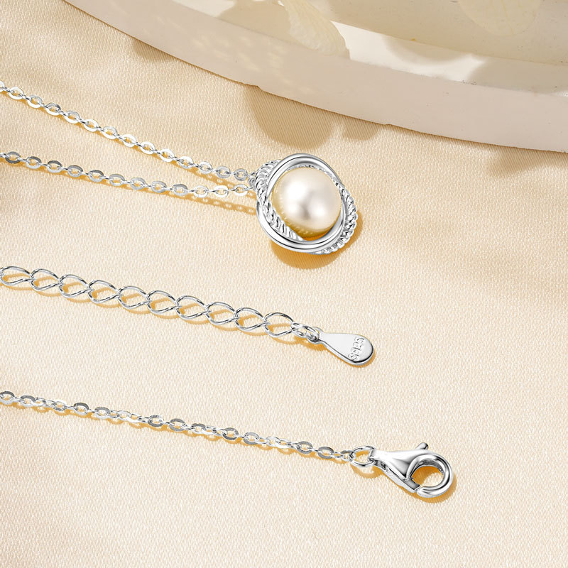 6.5-7 mm Natural Freshwater Pearl Infinity Pendant Necklace