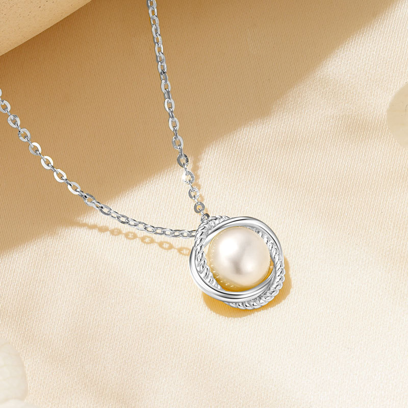 6.5-7 mm Natural Freshwater Pearl Infinity Pendant Necklace